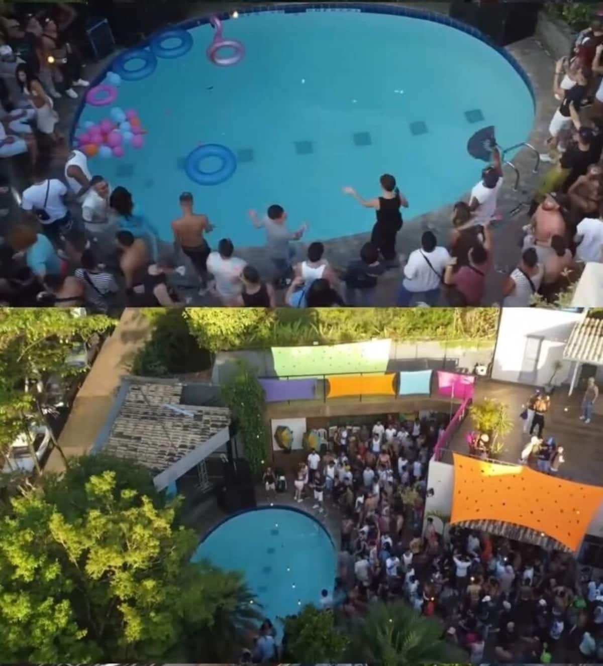 Colagem de fotos de eventos no espaço